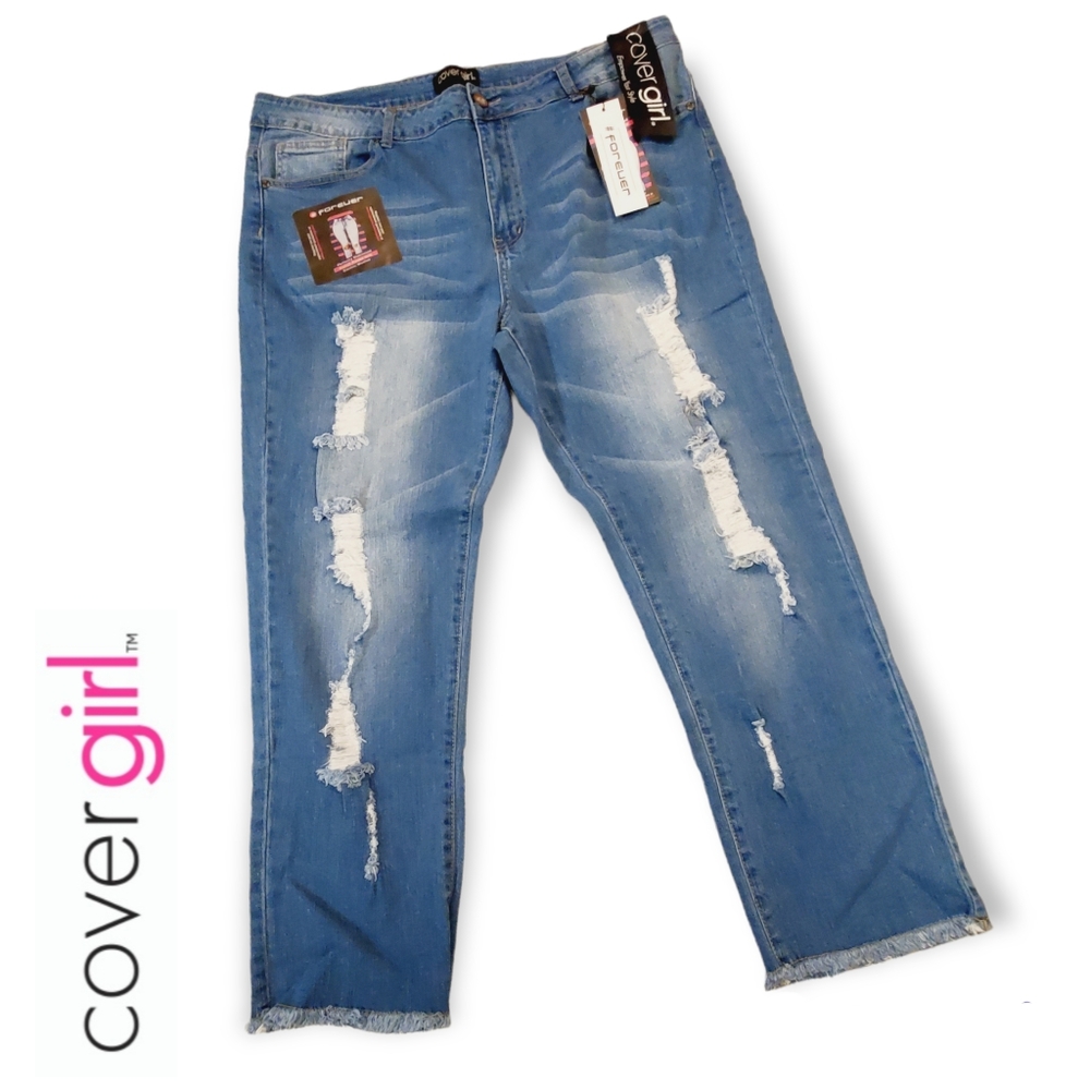 Cover Girl Women's Distressed Ripped Skinny Jeans